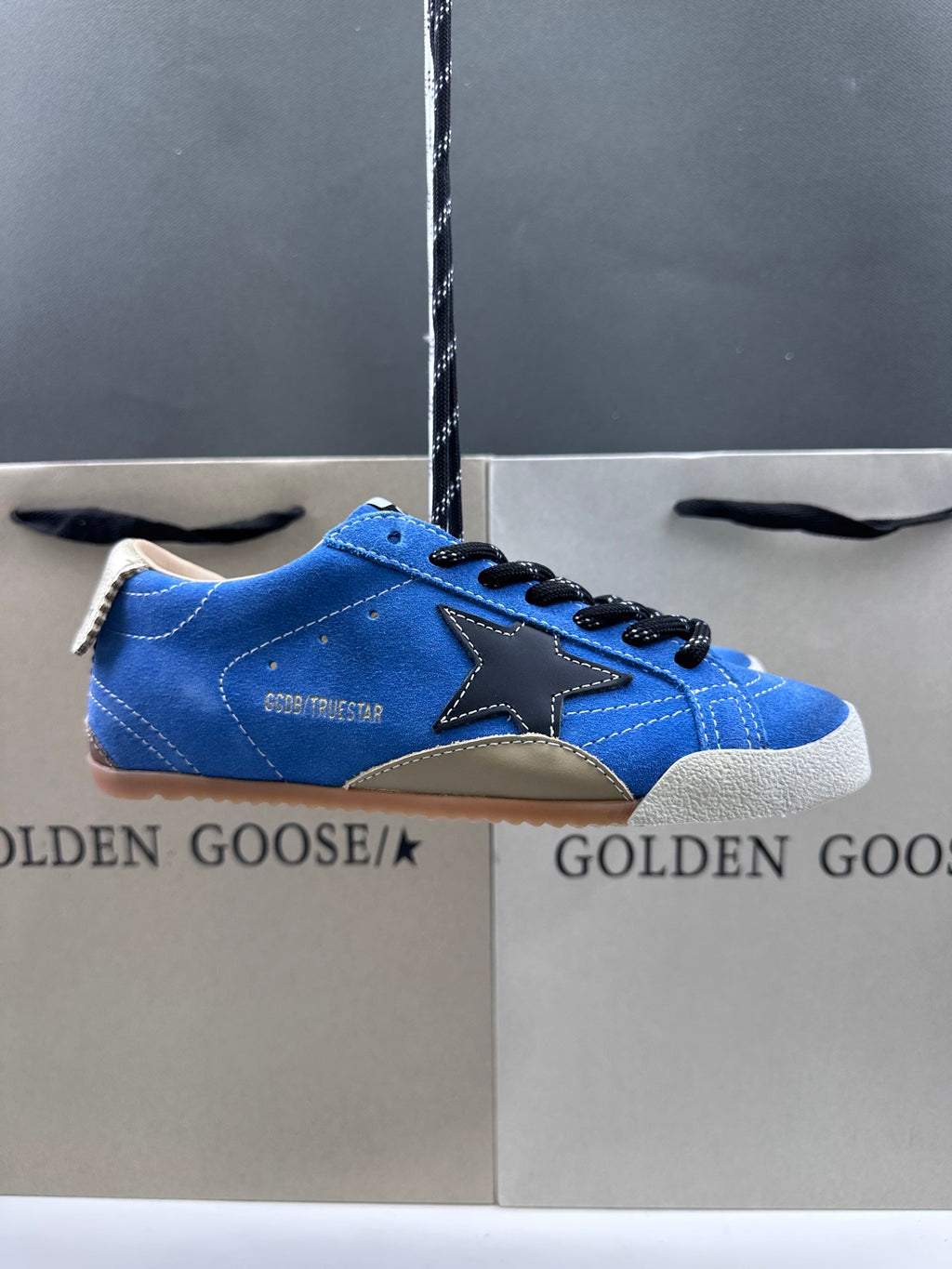 Golden Goose True-Star 'Blue Suede Black Leather Star/Gold Heel Tab'