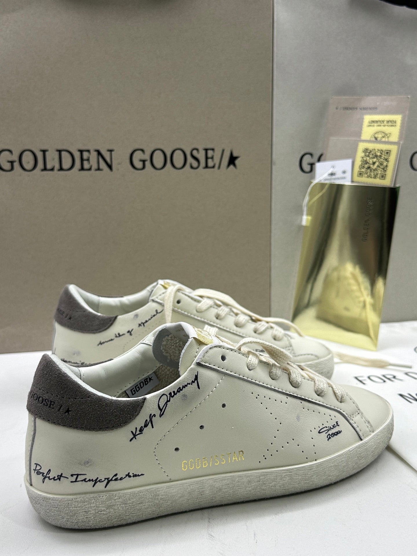Golden Goose Super-Star 'Perforated Star/Grey Suede Heel Tab'