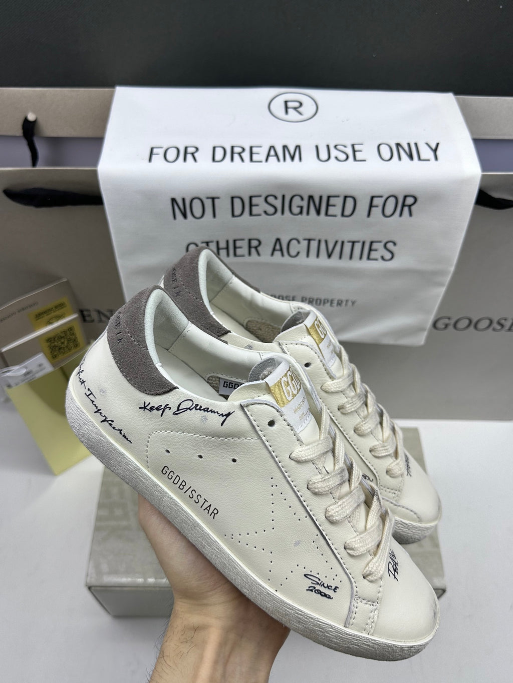 Golden Goose Super-Star 'Perforated Star/Grey Suede Heel Tab'