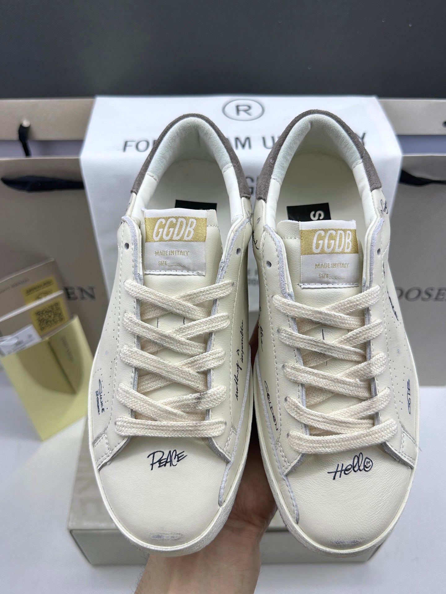 Golden Goose Super-Star 'Perforated Star/Grey Suede Heel Tab'