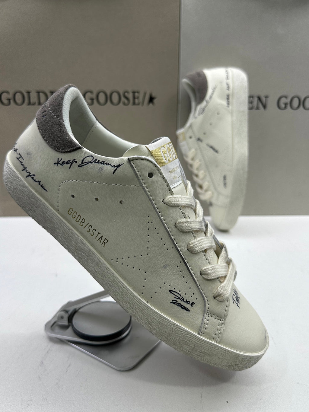 Golden Goose Super-Star 'Perforated Star/Grey Suede Heel Tab'