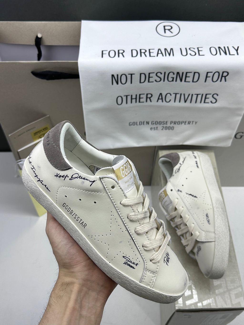 Golden Goose Super-Star 'Perforated Star/Grey Suede Heel Tab'