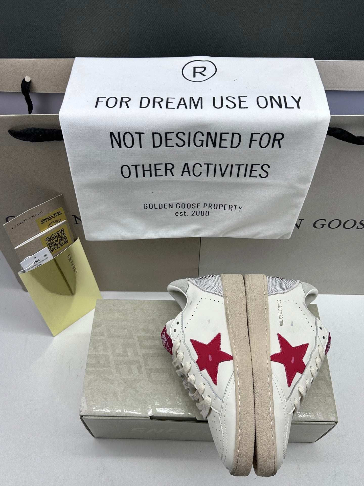 Golden Goose Ball-Star 'Valentines Day Red Leather Star/Grey Suede Heel Tab'