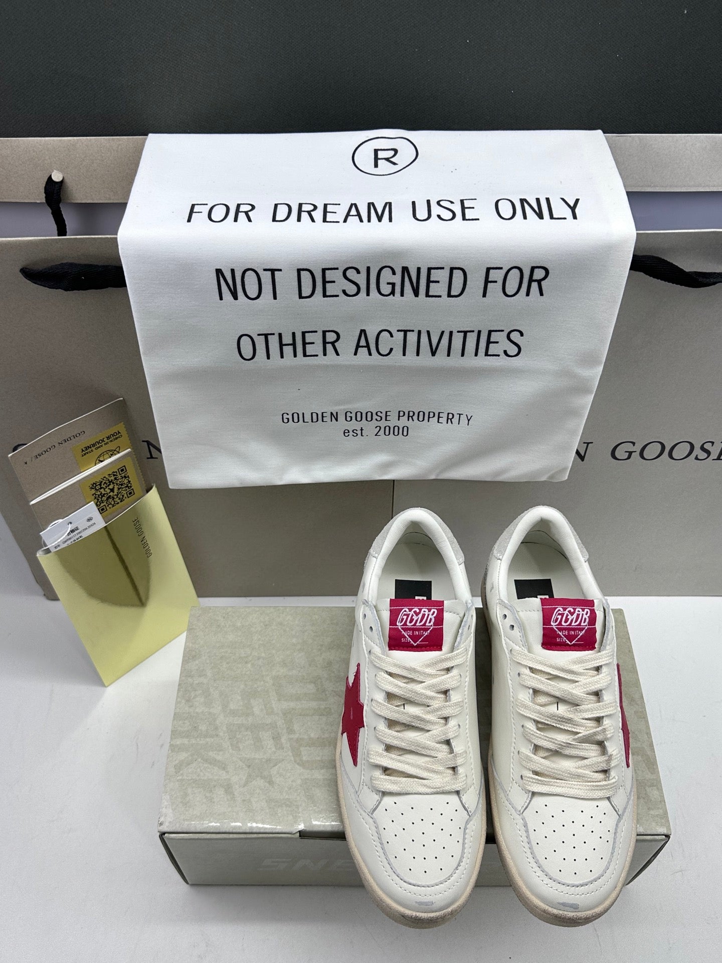 Golden Goose Ball-Star 'Valentines Day Red Leather Star/Grey Suede Heel Tab'