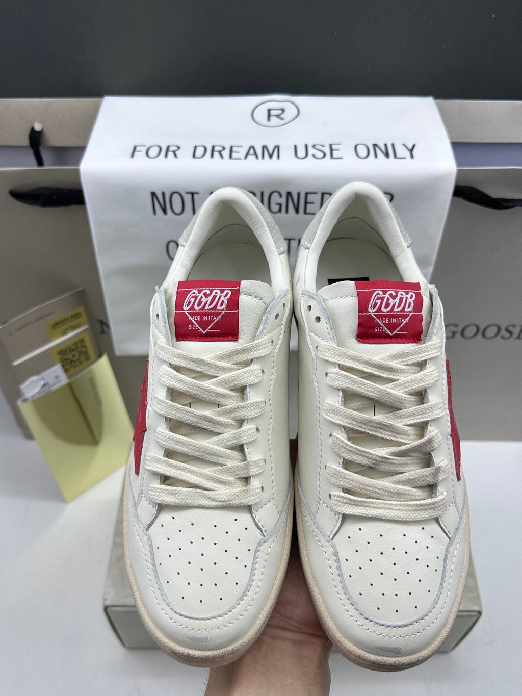 Golden Goose Ball-Star 'Valentines Day Red Leather Star/Grey Suede Heel Tab'