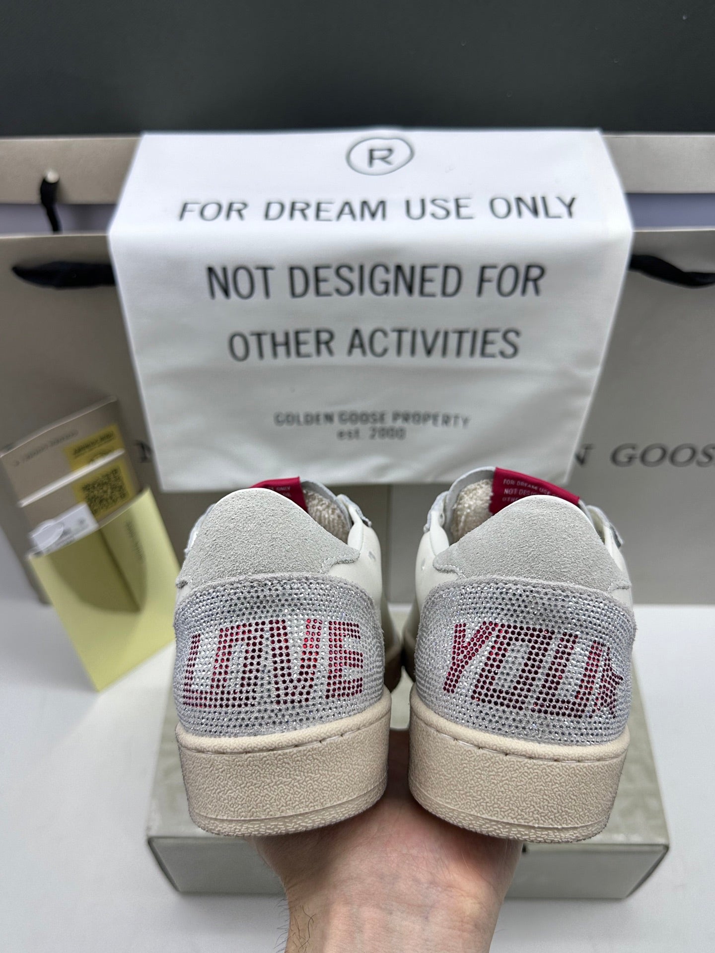 Golden Goose Ball-Star 'Valentines Day Red Leather Star/Grey Suede Heel Tab'