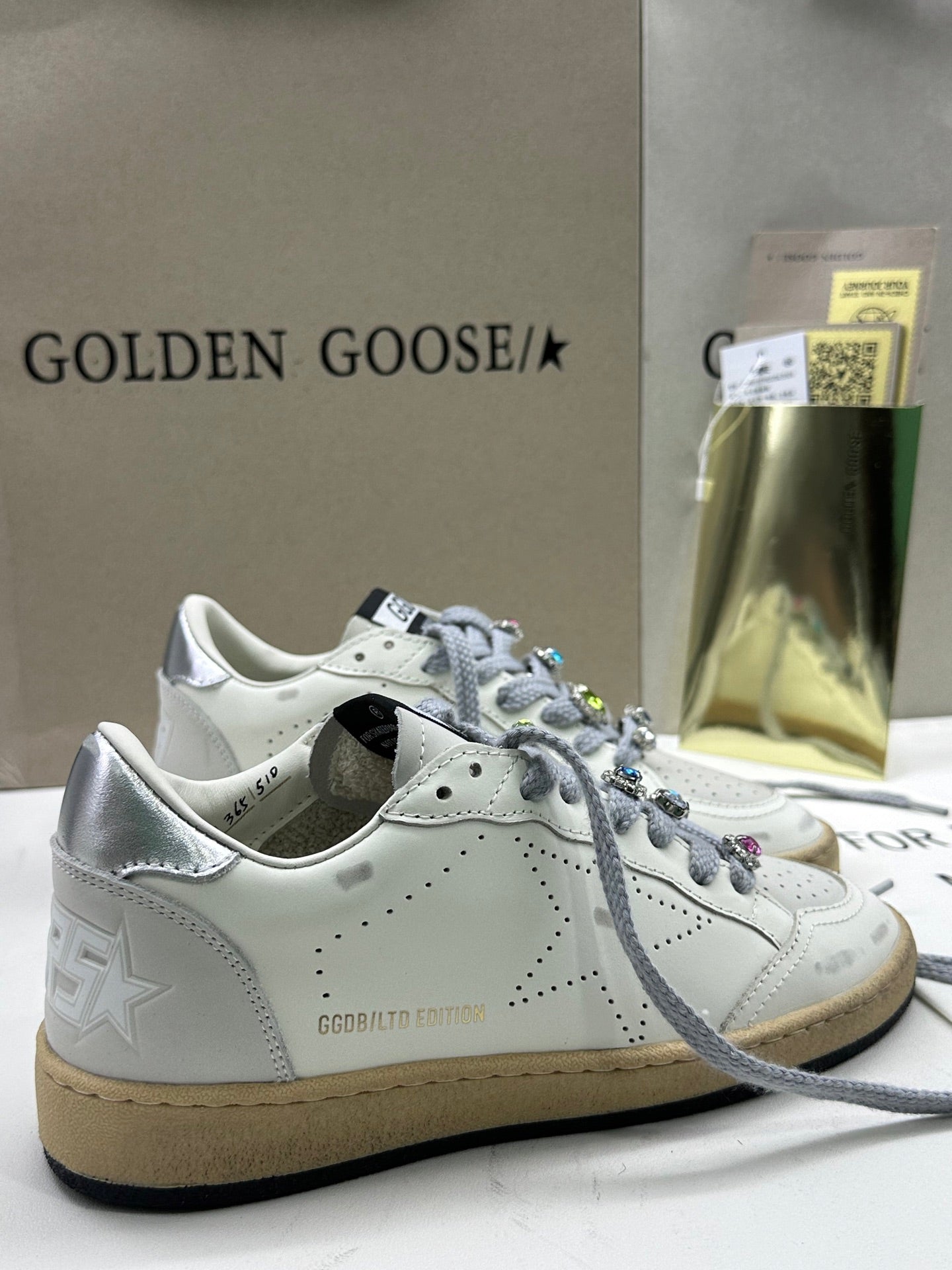 Golden Goose Ball-Star LTD 'Perforated Star/Silver Heel Tab'