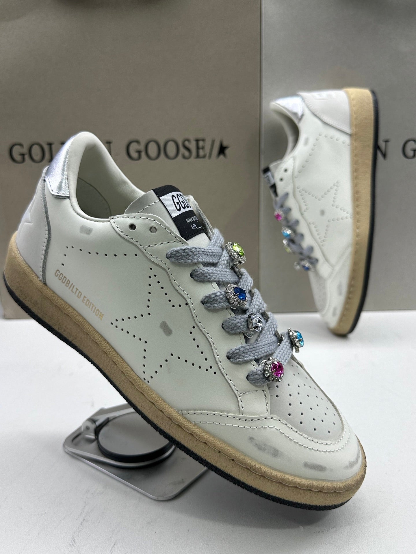 Golden Goose Ball-Star LTD 'Perforated Star/Silver Heel Tab'