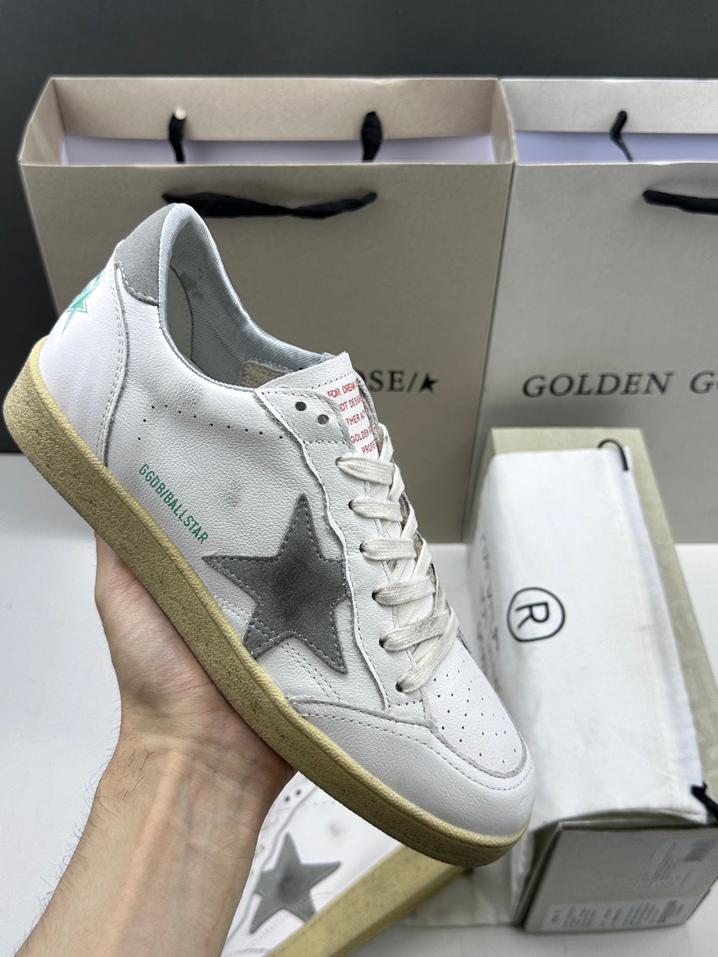 Golden Goose Ball-Star 'Grey Suede Star & Heel Tab'