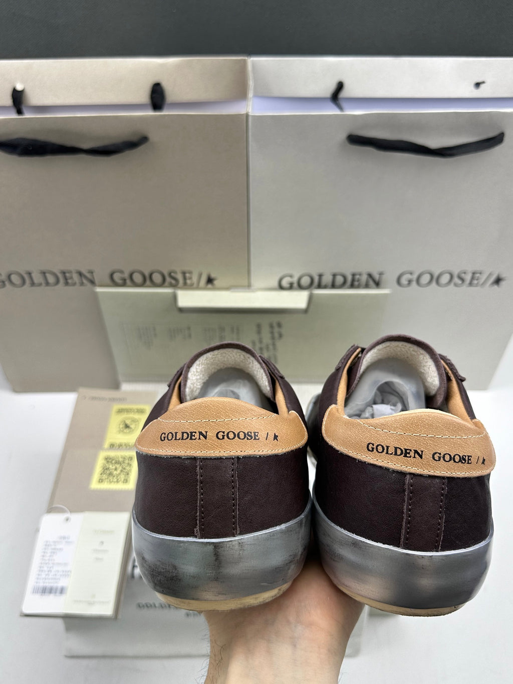 Golden Goose Super-Star 'Dark Blue Leather Star/Beige Heel Tab'