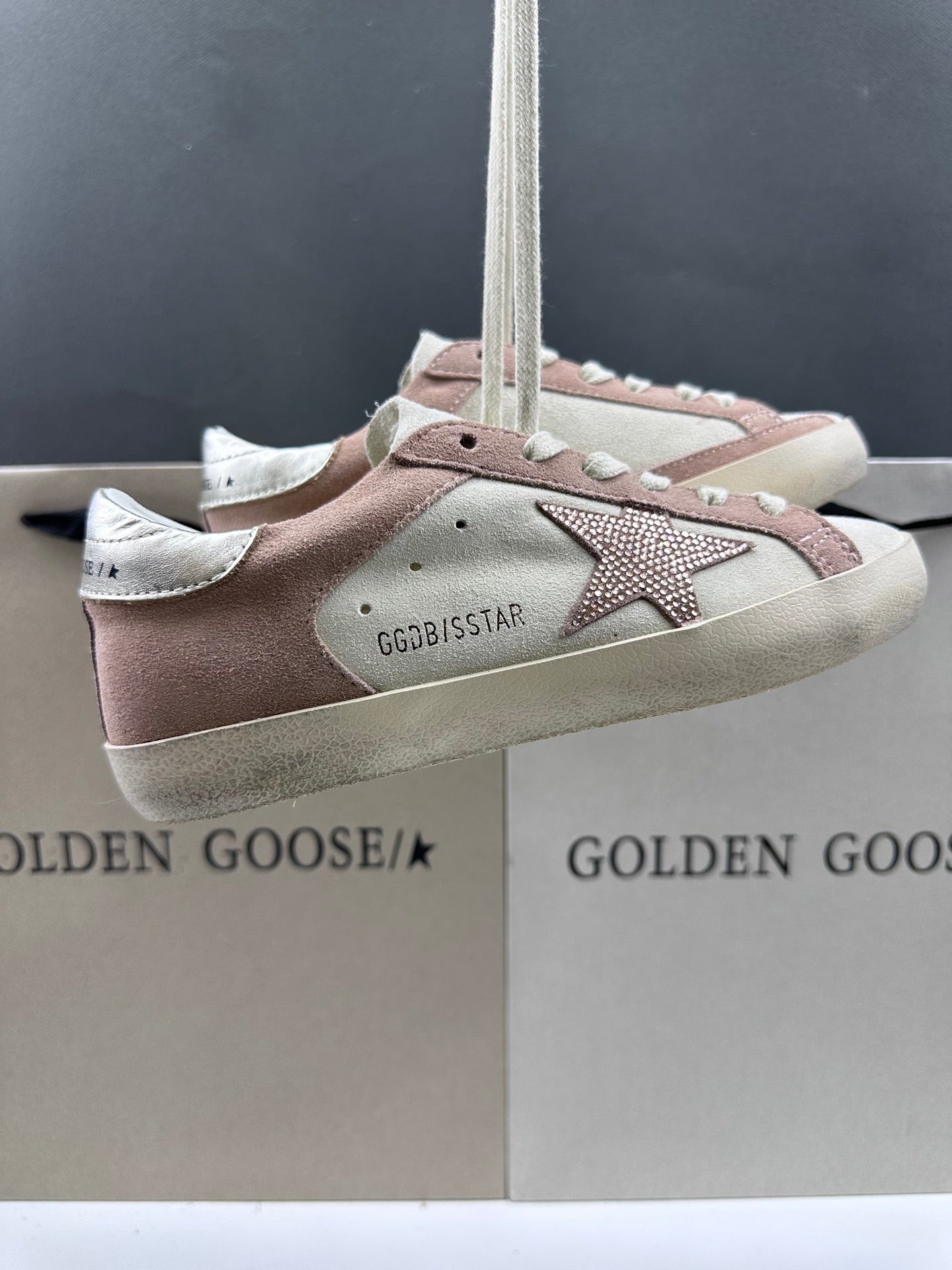 Golden Goose Super-Star 'Pink Crystal Star/Silver Heel Tab'