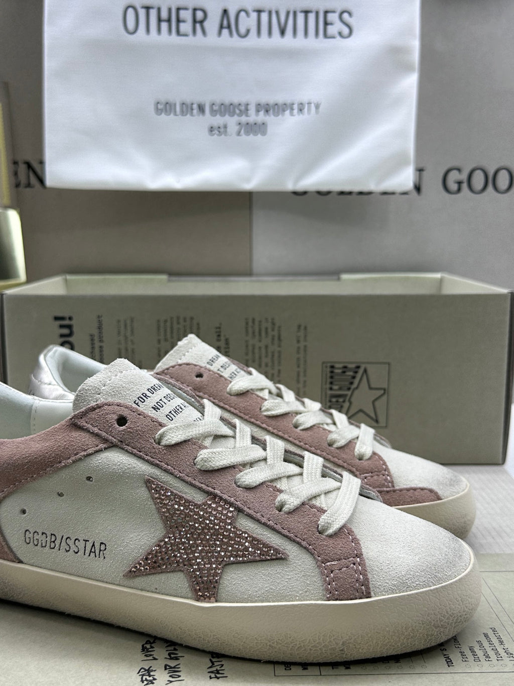 Golden Goose Super-Star 'Pink Crystal Star/Silver Heel Tab'