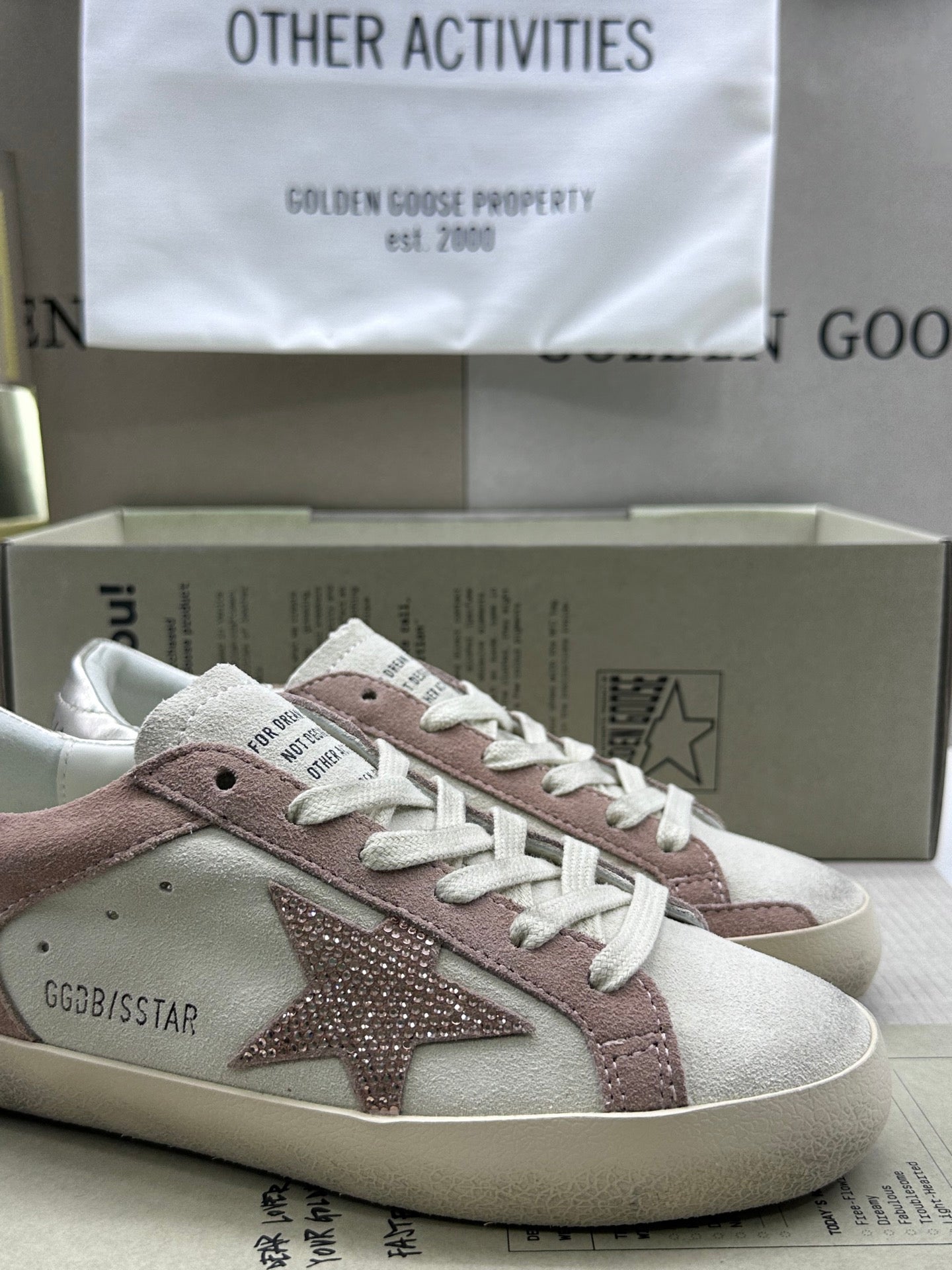 Golden Goose Super-Star 'Pink Crystal Star/Silver Heel Tab'