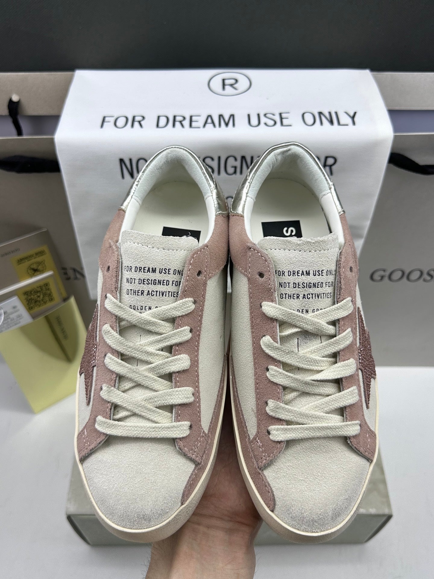 Golden Goose Super-Star 'Pink Crystal Star/Silver Heel Tab'