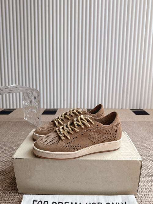 Golden Goose Ball-Star 'Camel Brown Suede Star & Heel Tab'