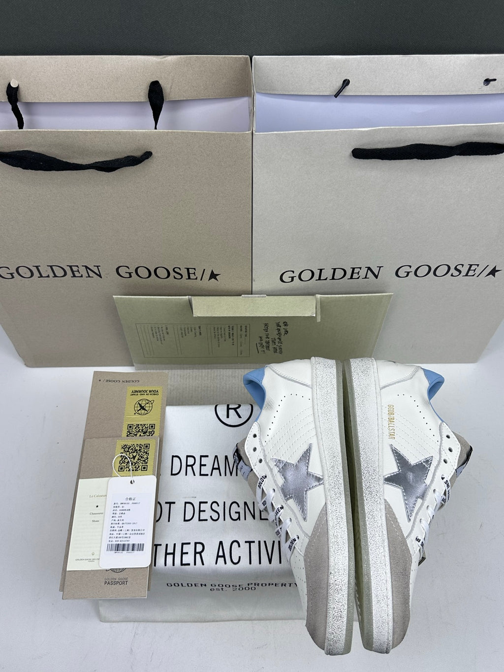 Golden Goose Ball-Star 'Silver Star/Light Blue Heel Tab'