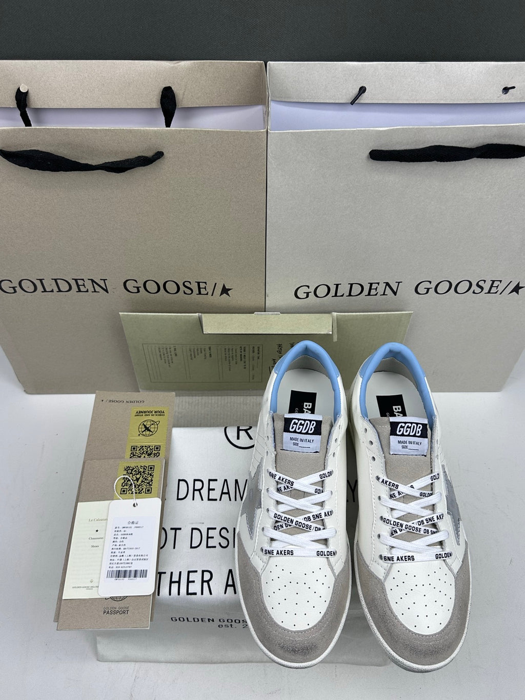 Golden Goose Ball-Star 'Silver Star/Light Blue Heel Tab'