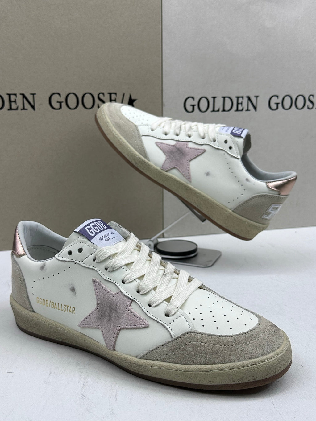 Golden Goose Ball-Star 'Pink Suede Star/Rose Gold Heel Tab'