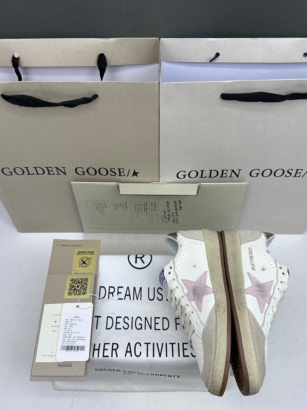Golden Goose Ball-Star 'Pink Suede Star/Rose Gold Heel Tab'