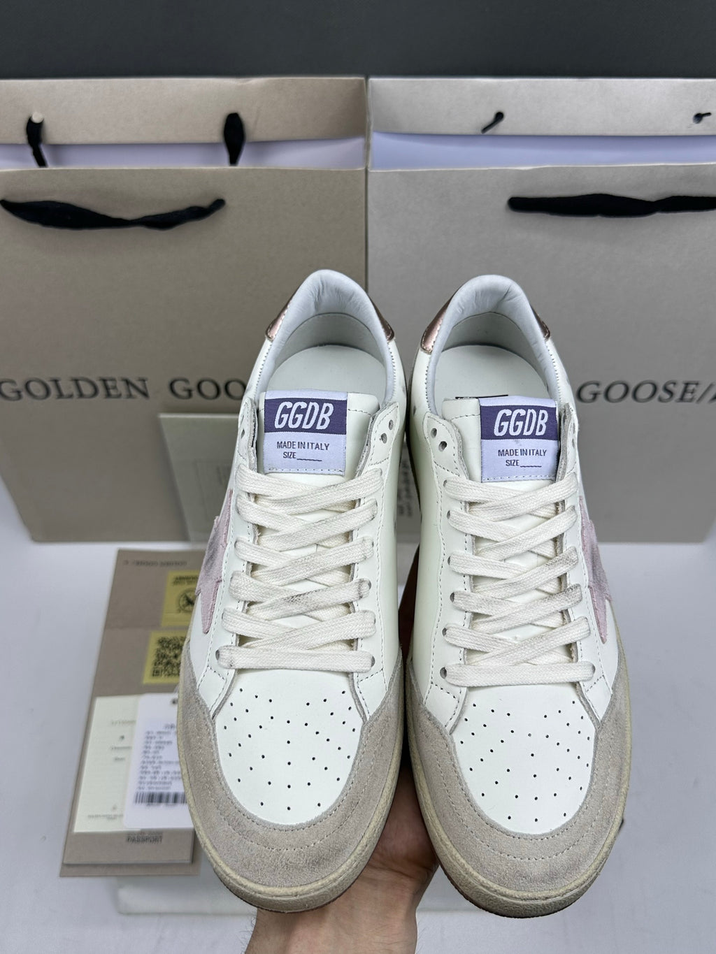Golden Goose Ball-Star 'Pink Suede Star/Rose Gold Heel Tab'