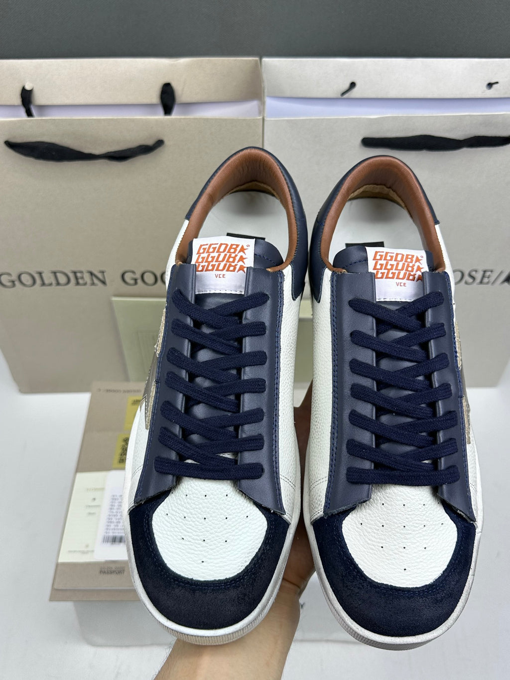 Golden Goose Stardan 'Metallic Leather Star/Blue Nappa Heel Tab'