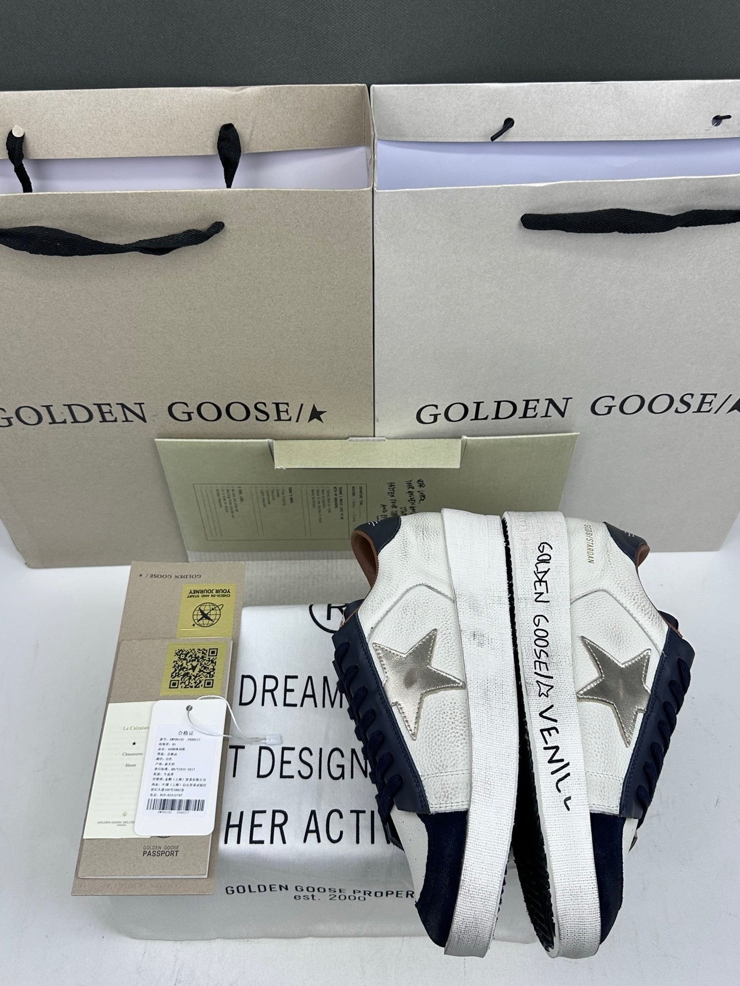 Golden Goose Stardan 'Metallic Leather Star/Blue Nappa Heel Tab'