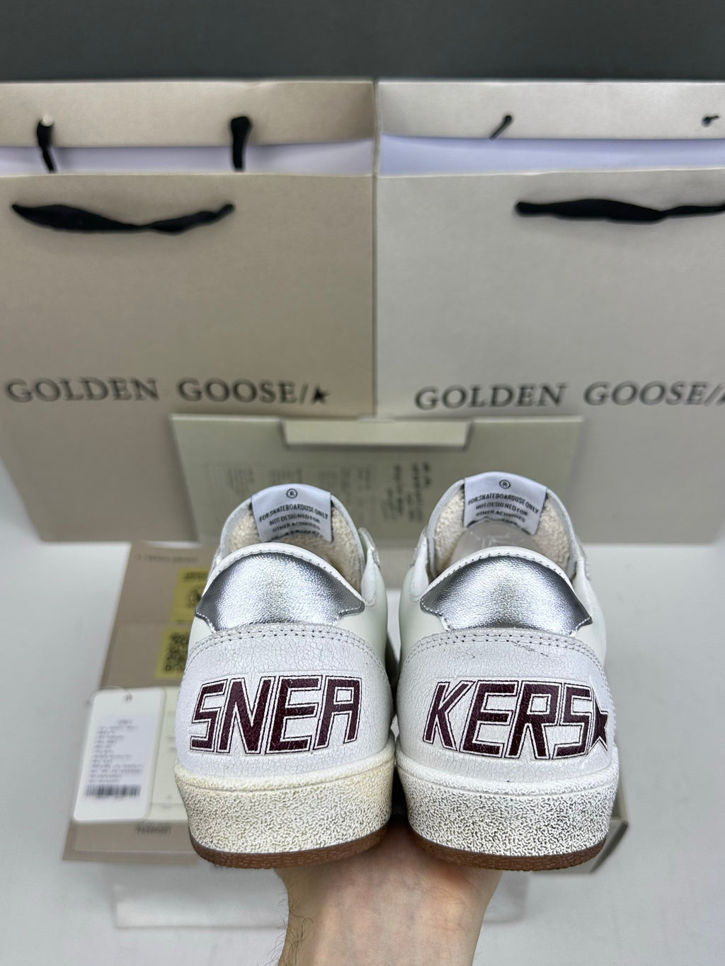 Golden Goose Ball-Star 'Grey Suede Star/Silver Heel Tab'