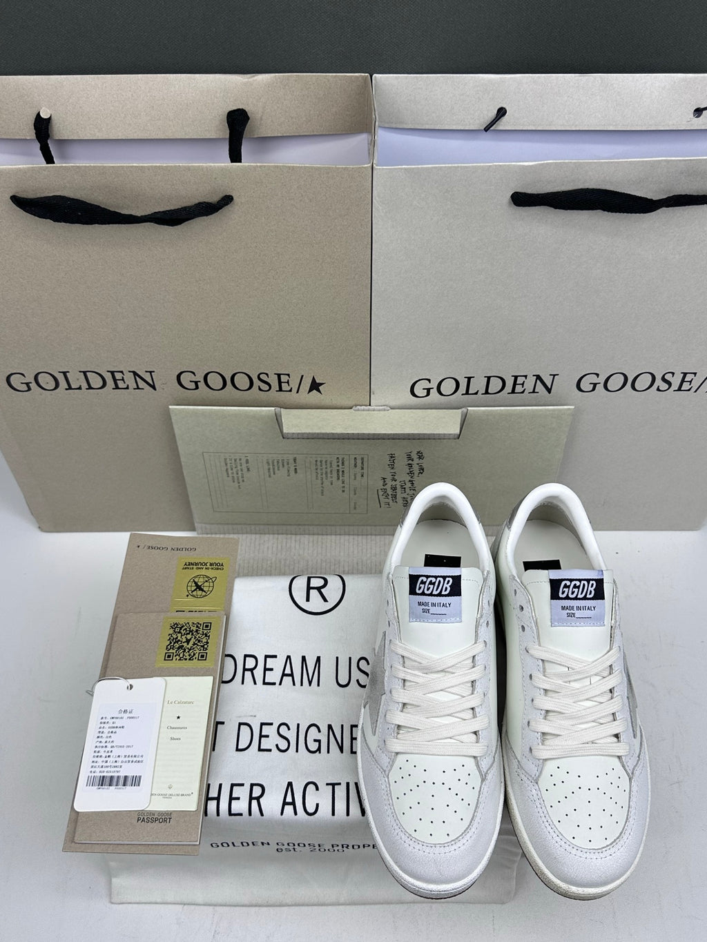 Golden Goose Ball-Star 'Grey Suede Star/Silver Heel Tab'