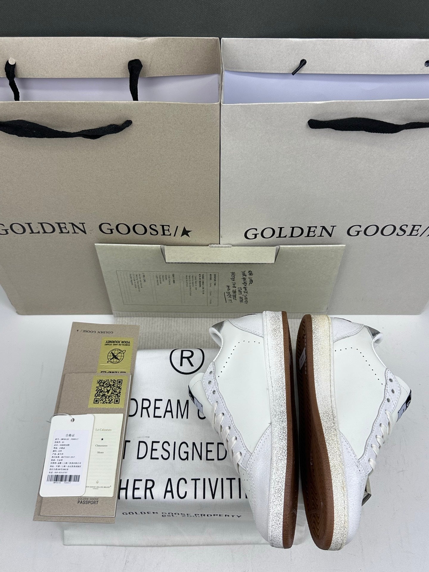 Golden Goose Ball-Star 'Grey Suede Star/Silver Heel Tab'