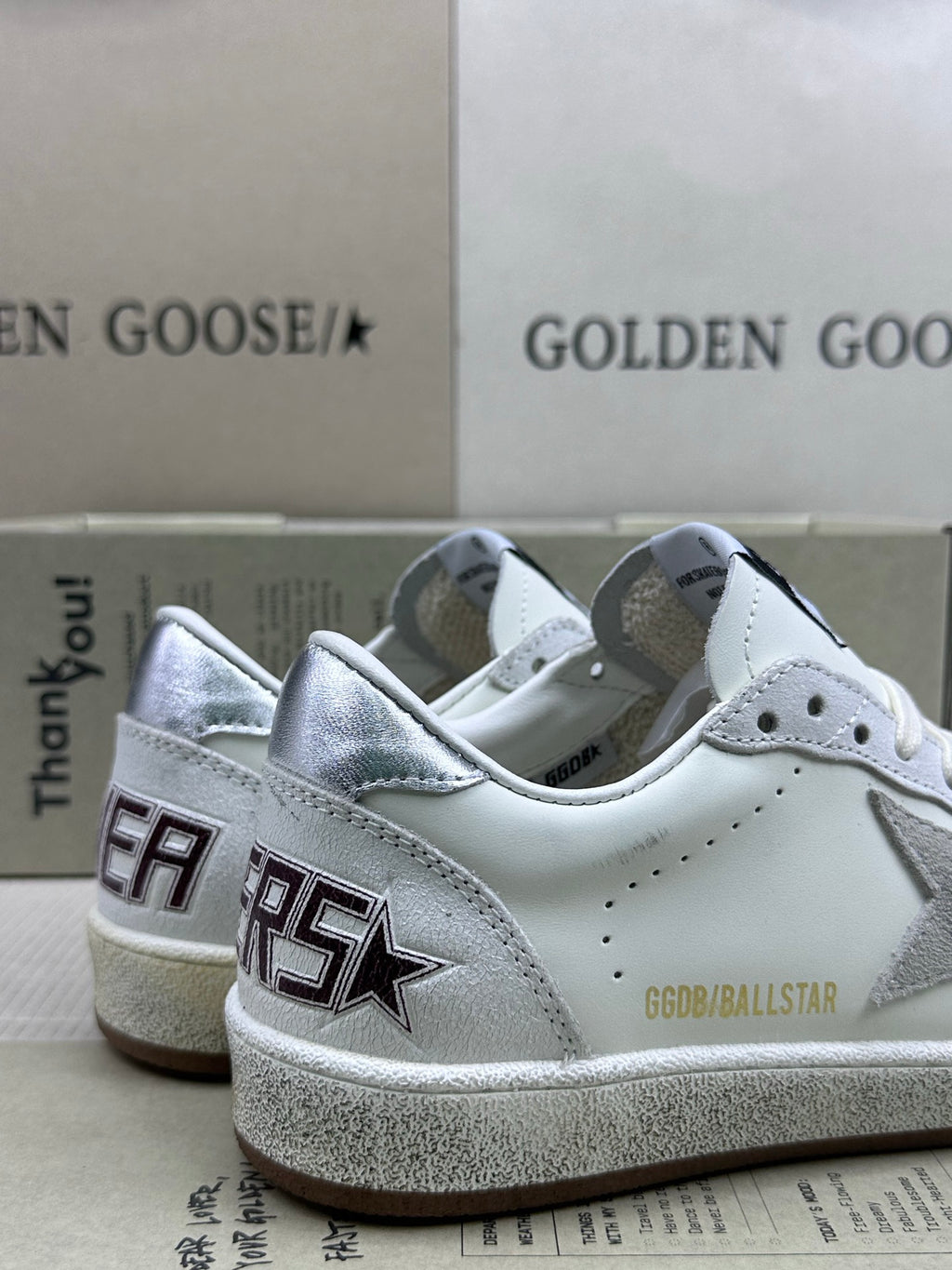 Golden Goose Ball-Star 'Grey Suede Star/Silver Heel Tab'