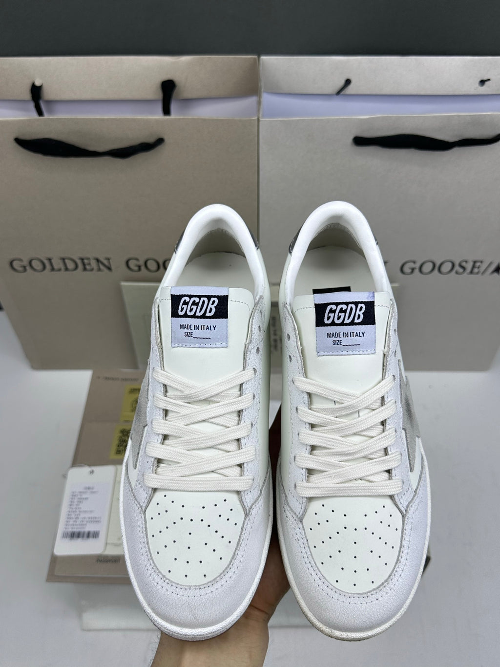 Golden Goose Ball-Star 'Grey Suede Star/Silver Heel Tab'
