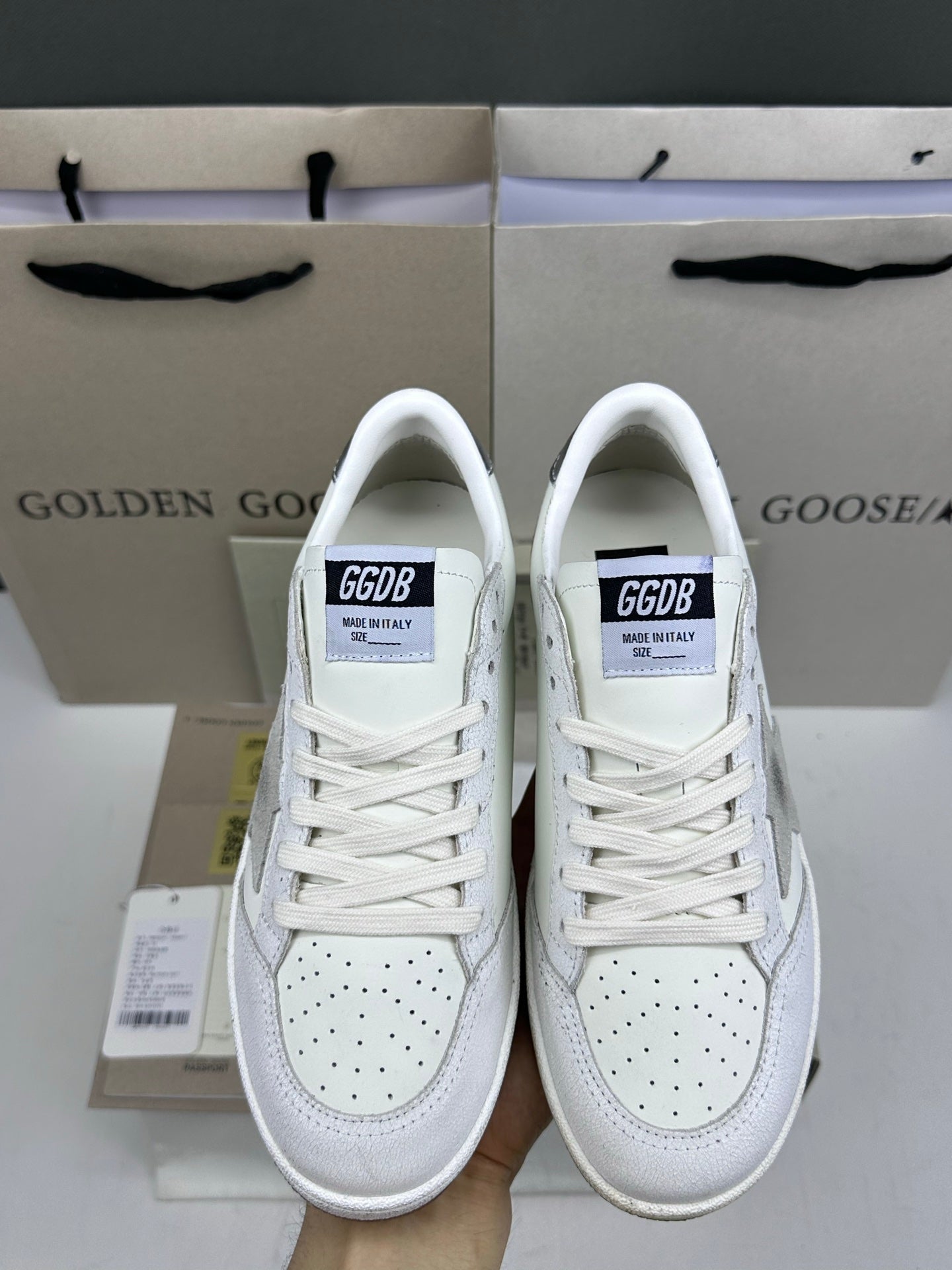 Golden Goose Ball-Star 'Grey Suede Star/Silver Heel Tab'