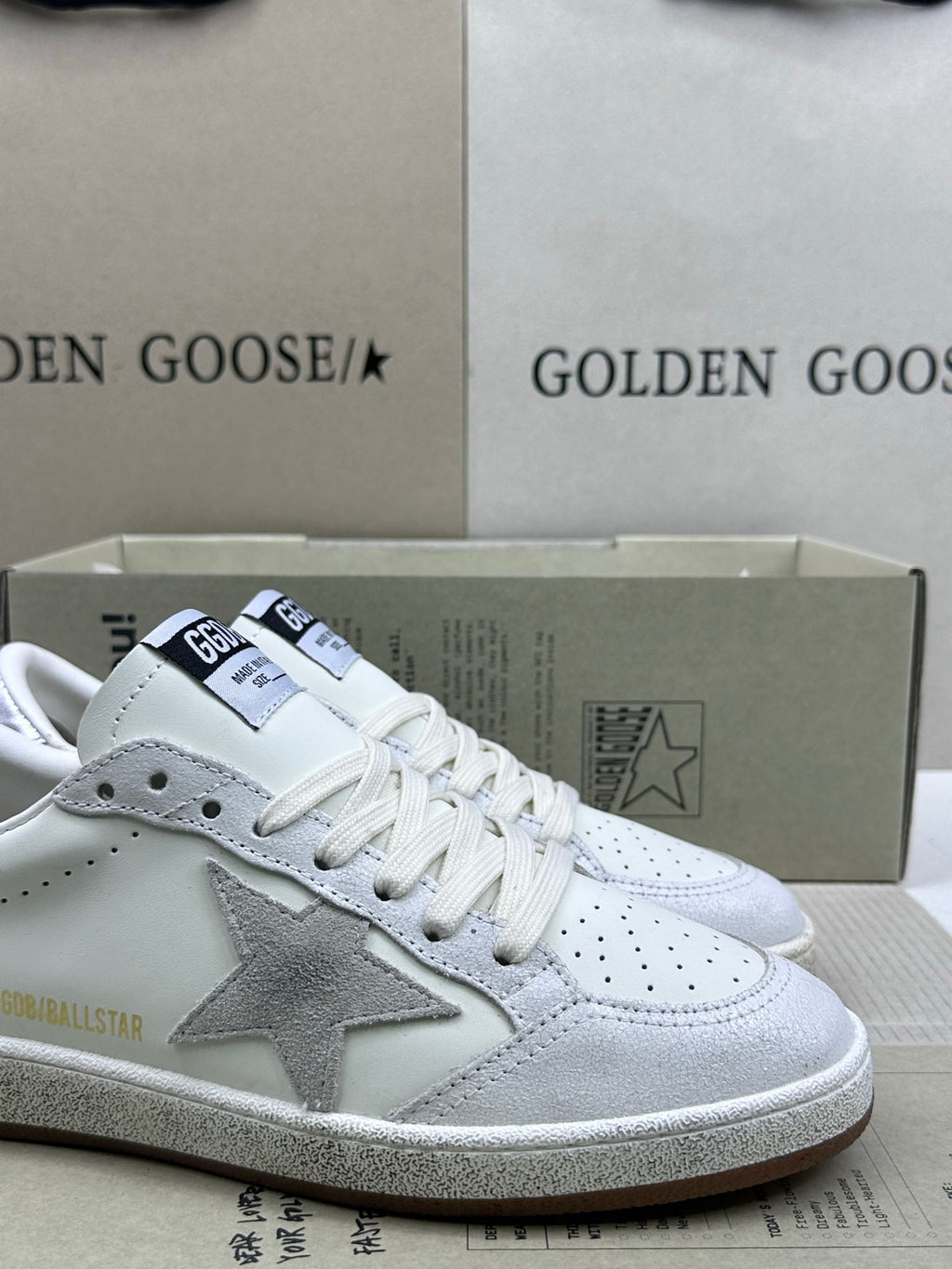 Golden Goose Ball-Star 'Grey Suede Star/Silver Heel Tab'