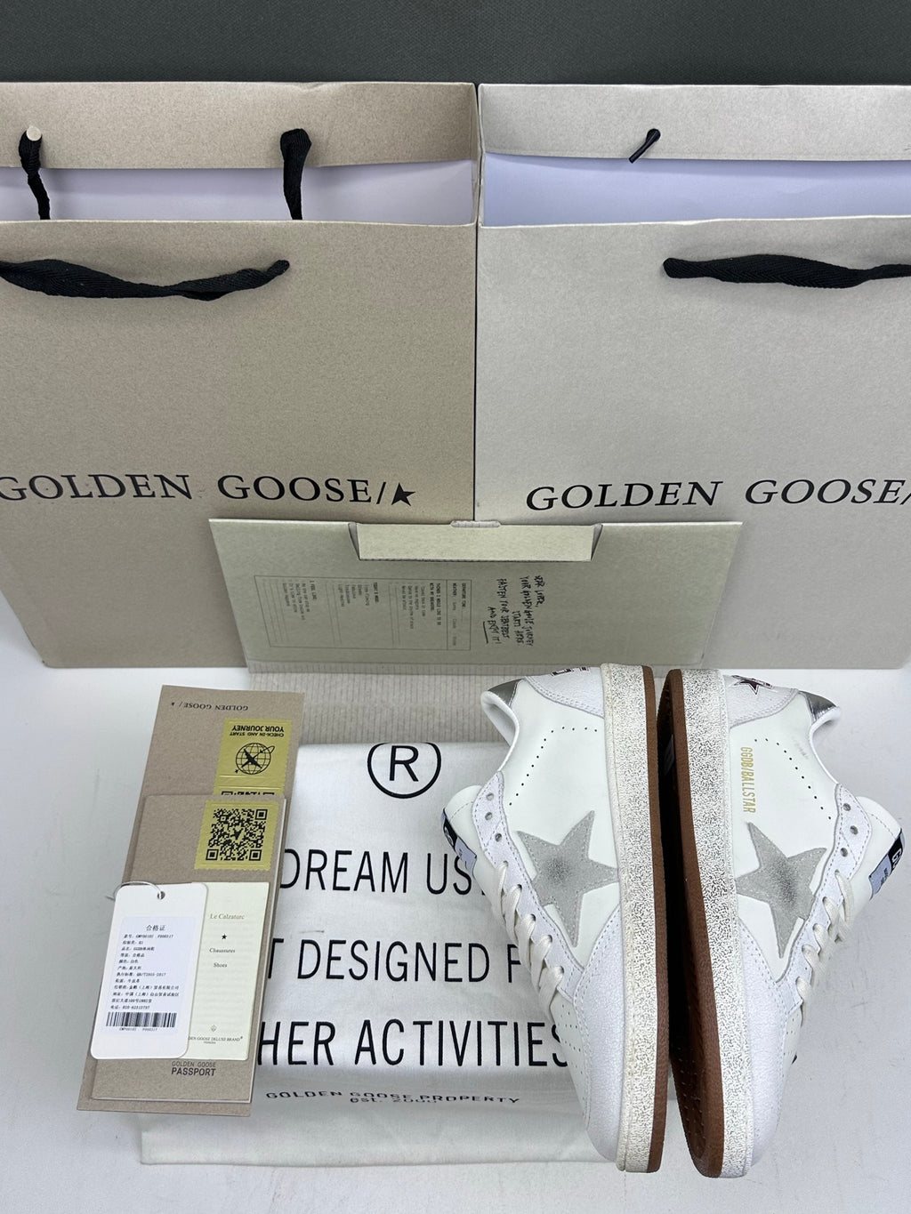 Golden Goose Ball-Star 'Grey Suede Star/Silver Heel Tab'