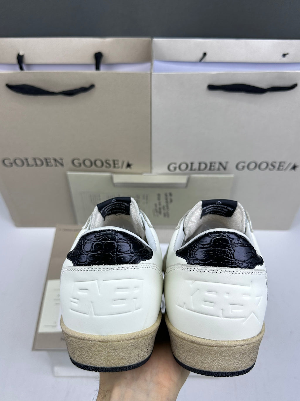 Golden Goose Ball-Star 'Black Suede Star/Black Crocodile Leather Heel Tab'