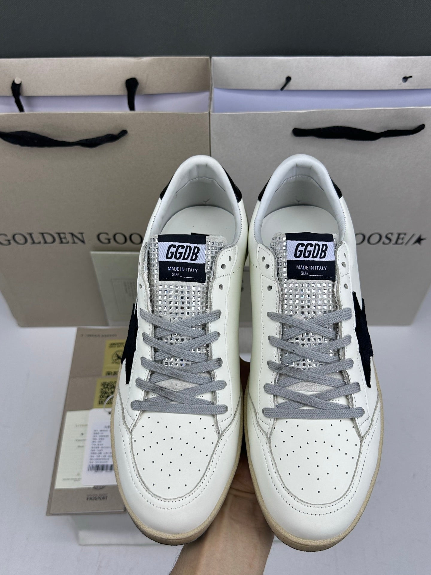 Golden Goose Ball-Star 'Black Suede Star/Black Crocodile Leather Heel Tab'