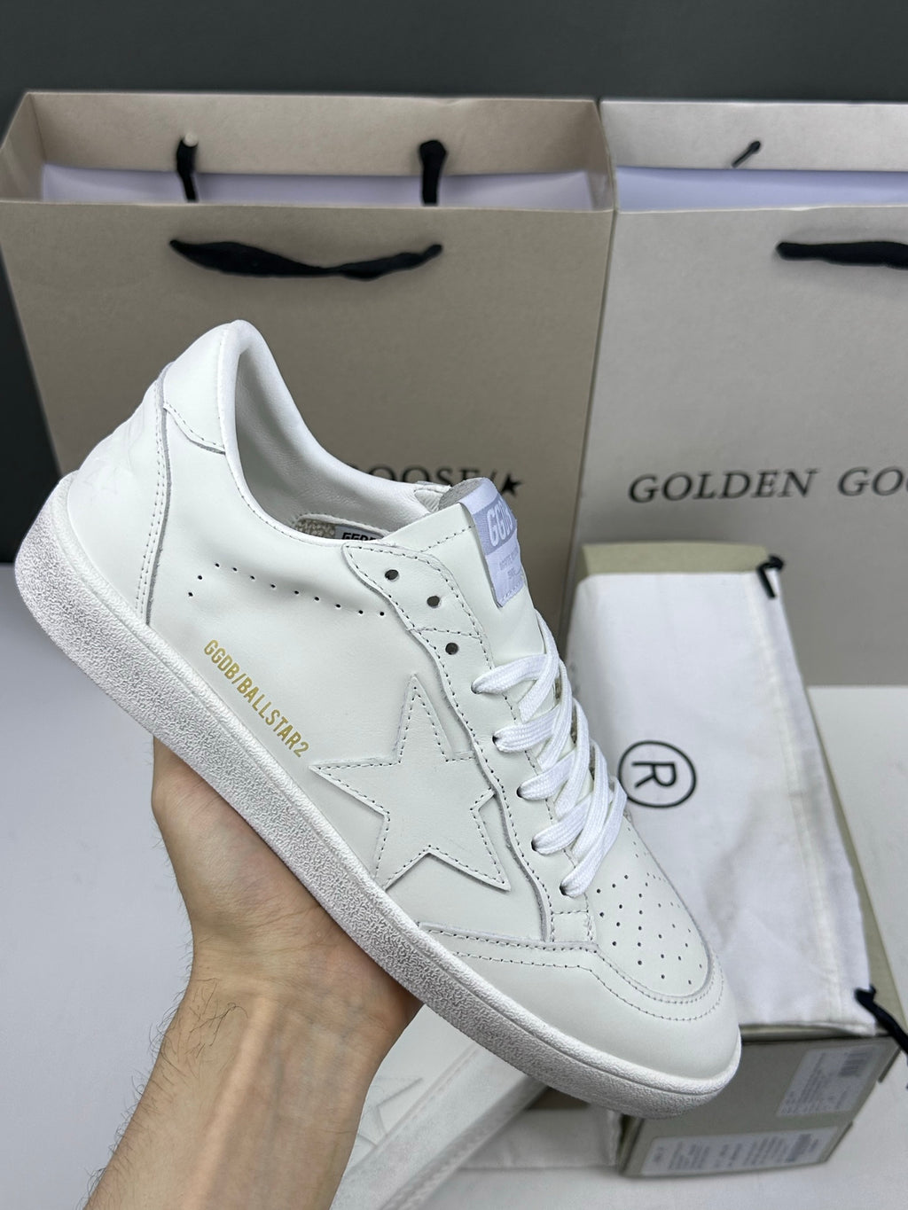 Golden Goose Ball-Star 'White Leather Star & Heel Tab'