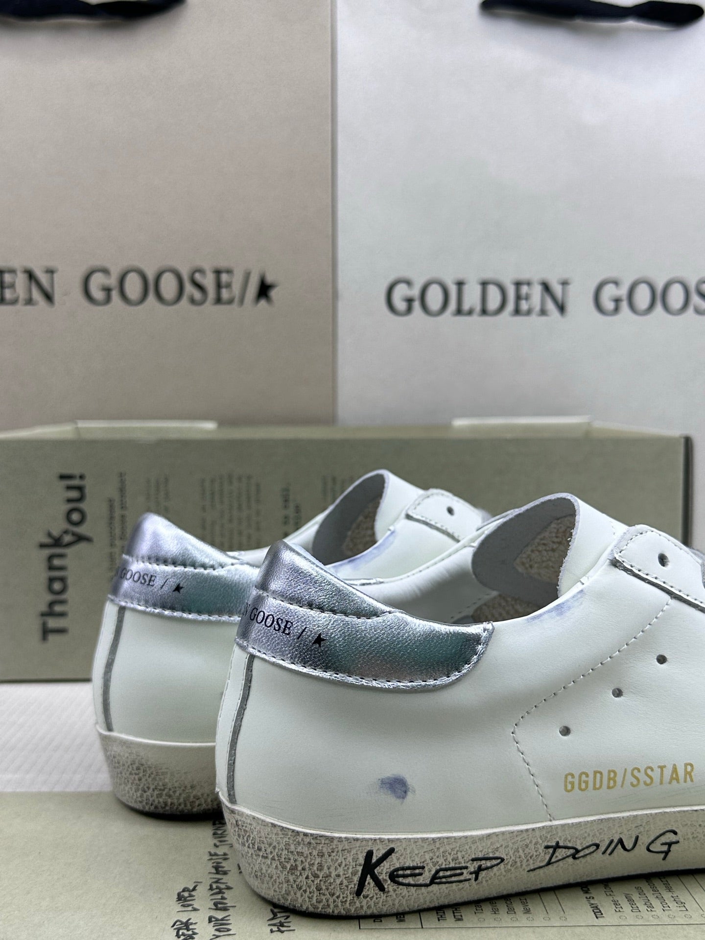 Golden Goose Super-Star 'Silver Glitter Star/Silver Heel Tab'