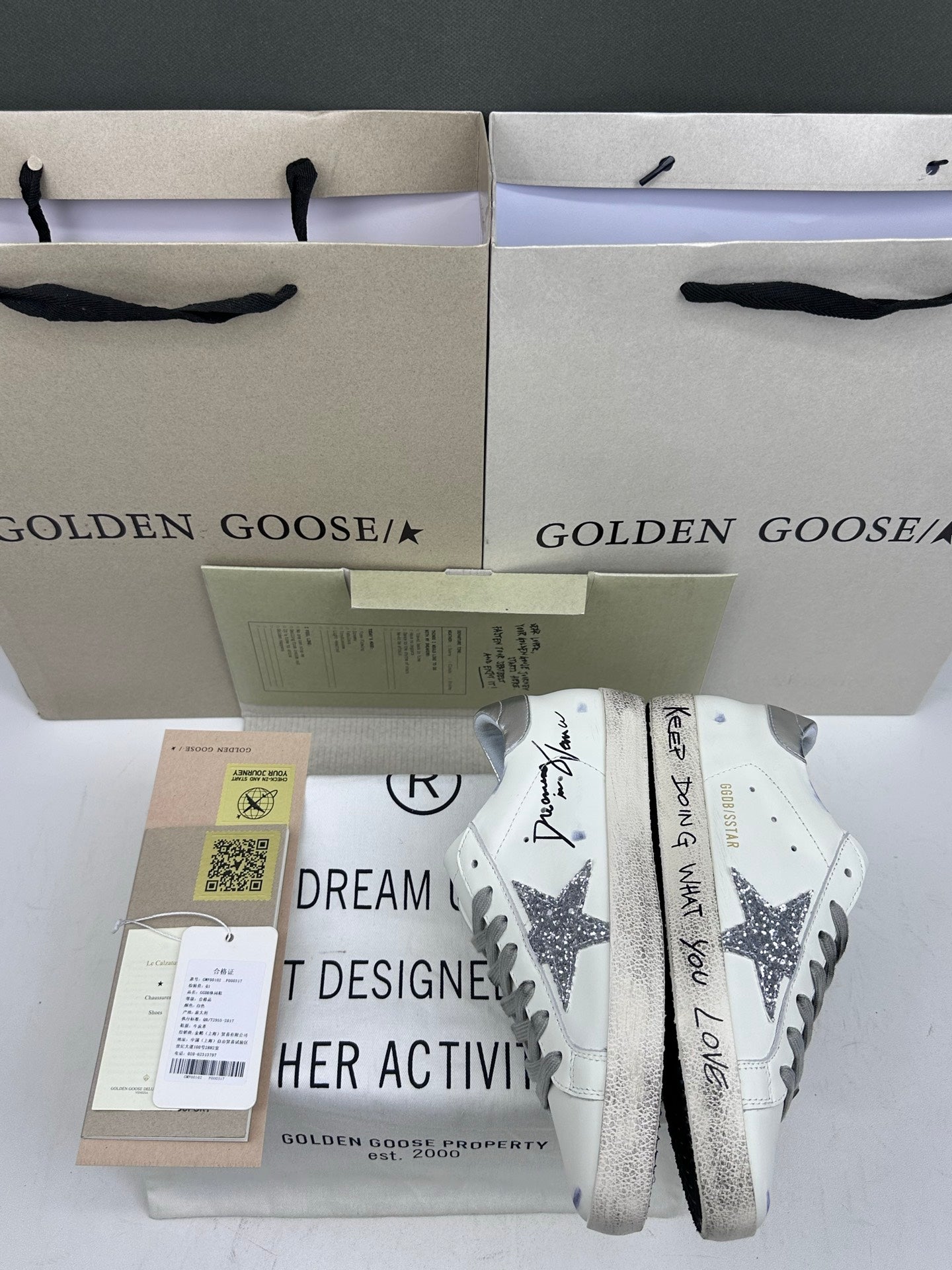 Golden Goose Super-Star 'Silver Glitter Star/Silver Heel Tab'