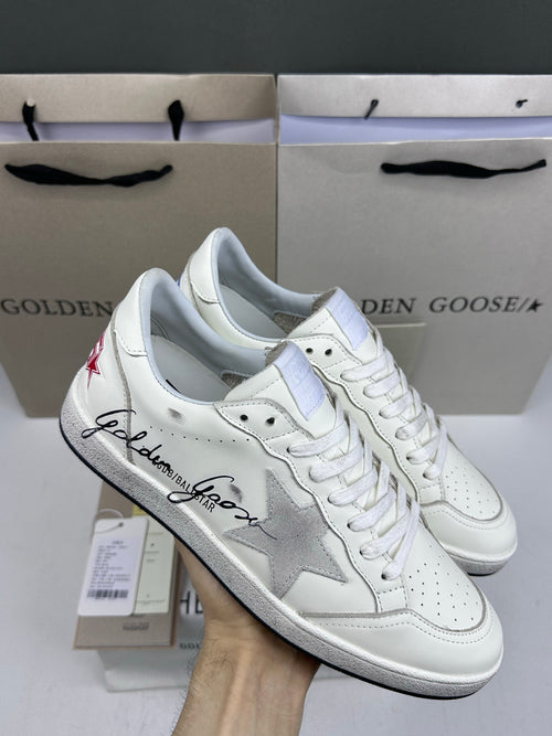 Golden Goose Ball-Star 'GG Signature Suede Grey Star/White Heel Tab'