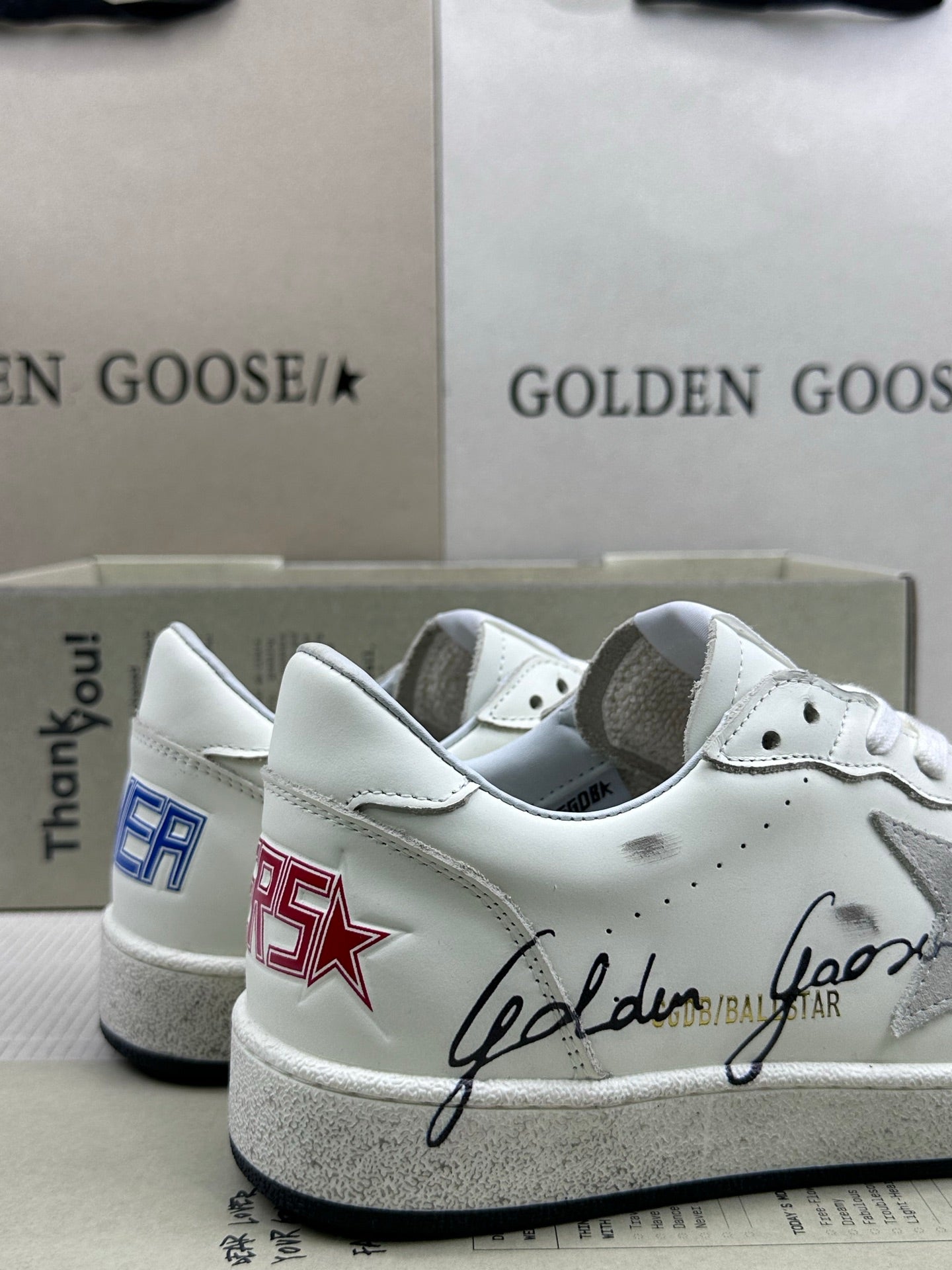 Golden Goose Ball-Star 'GG Signature Suede Grey Star/White Heel Tab'