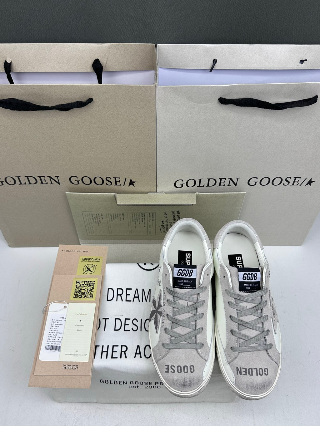 Golden Goose Super-Star 'Texas Journey Grey Suede Star & Heel Tab'
