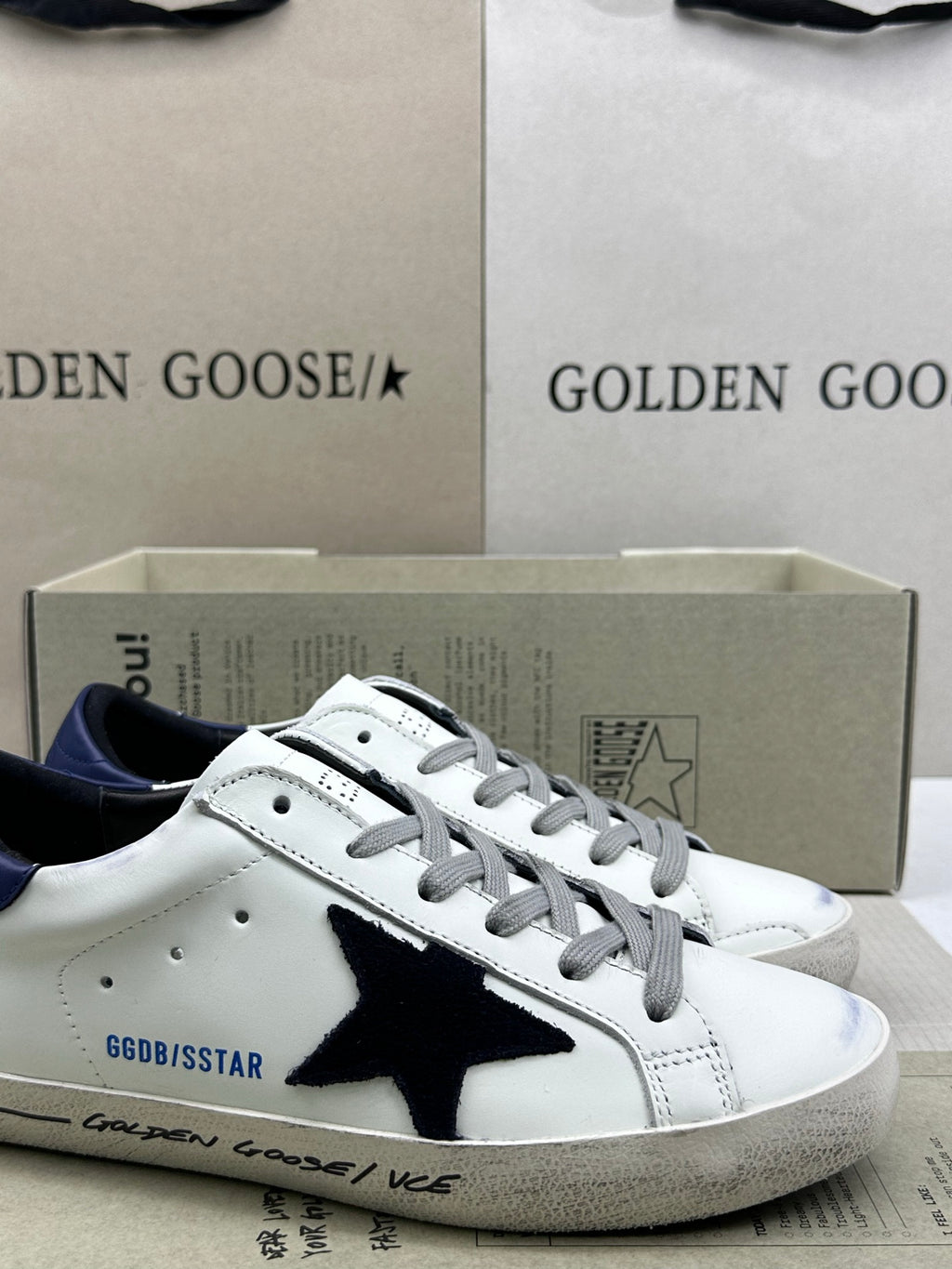 Golden Goose Super-Star 'Black Suede Star/Blue Heel Tab'