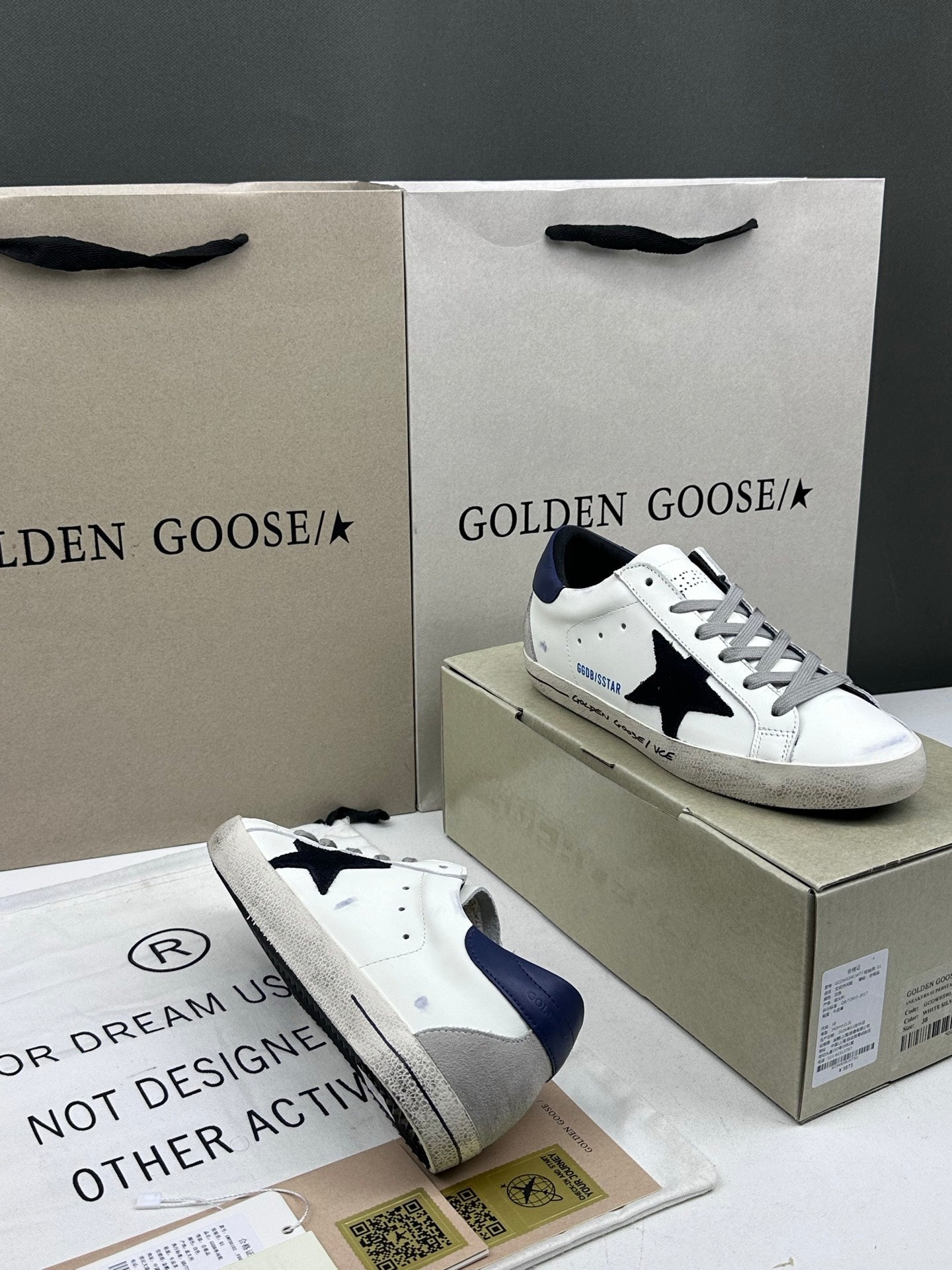 Golden Goose Super-Star 'Black Suede Star/Blue Heel Tab'