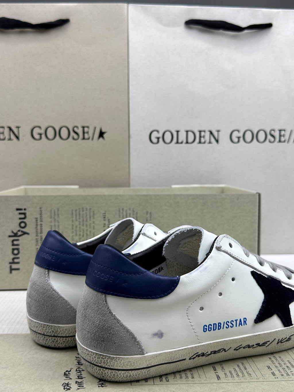 Golden Goose Super-Star 'Black Suede Star/Blue Heel Tab'