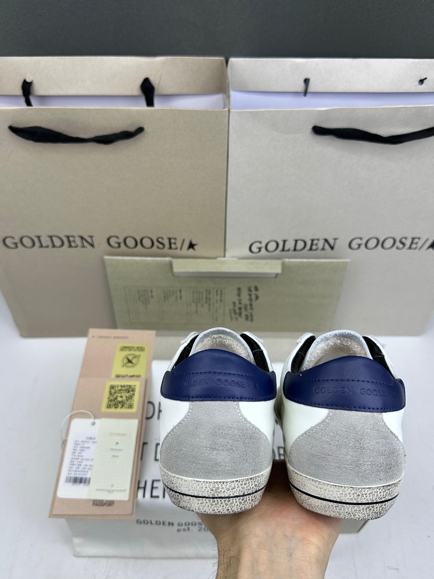 Golden Goose Super-Star 'Black Suede Star/Blue Heel Tab'