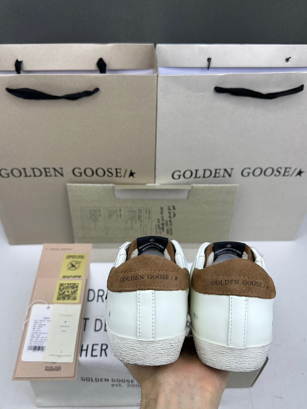 Golden Goose Super-Star 'Black Crocodile Print Star/Brown Suede Heel Tab'