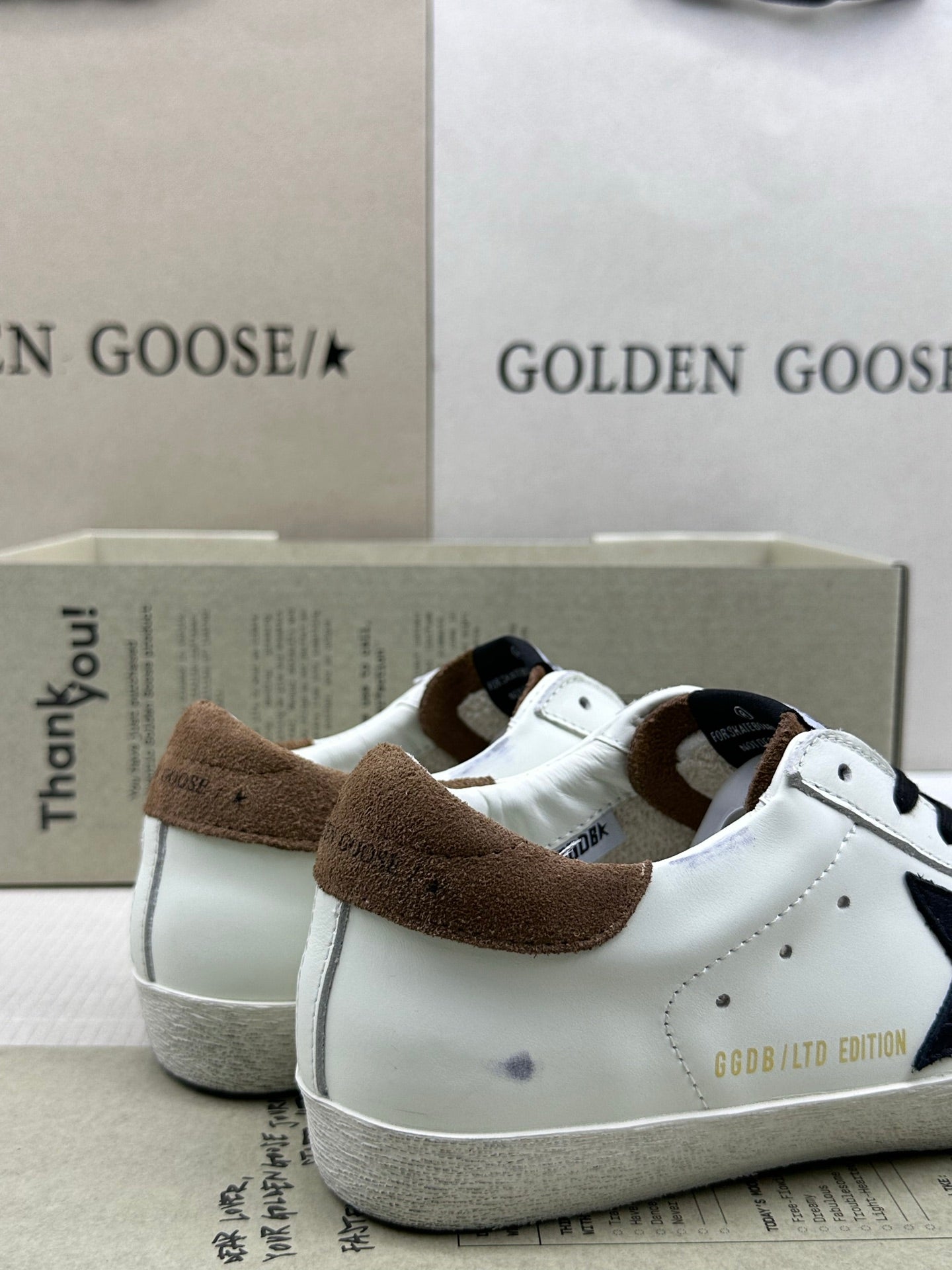 Golden Goose Super-Star 'Black Crocodile Print Star/Brown Suede Heel Tab'