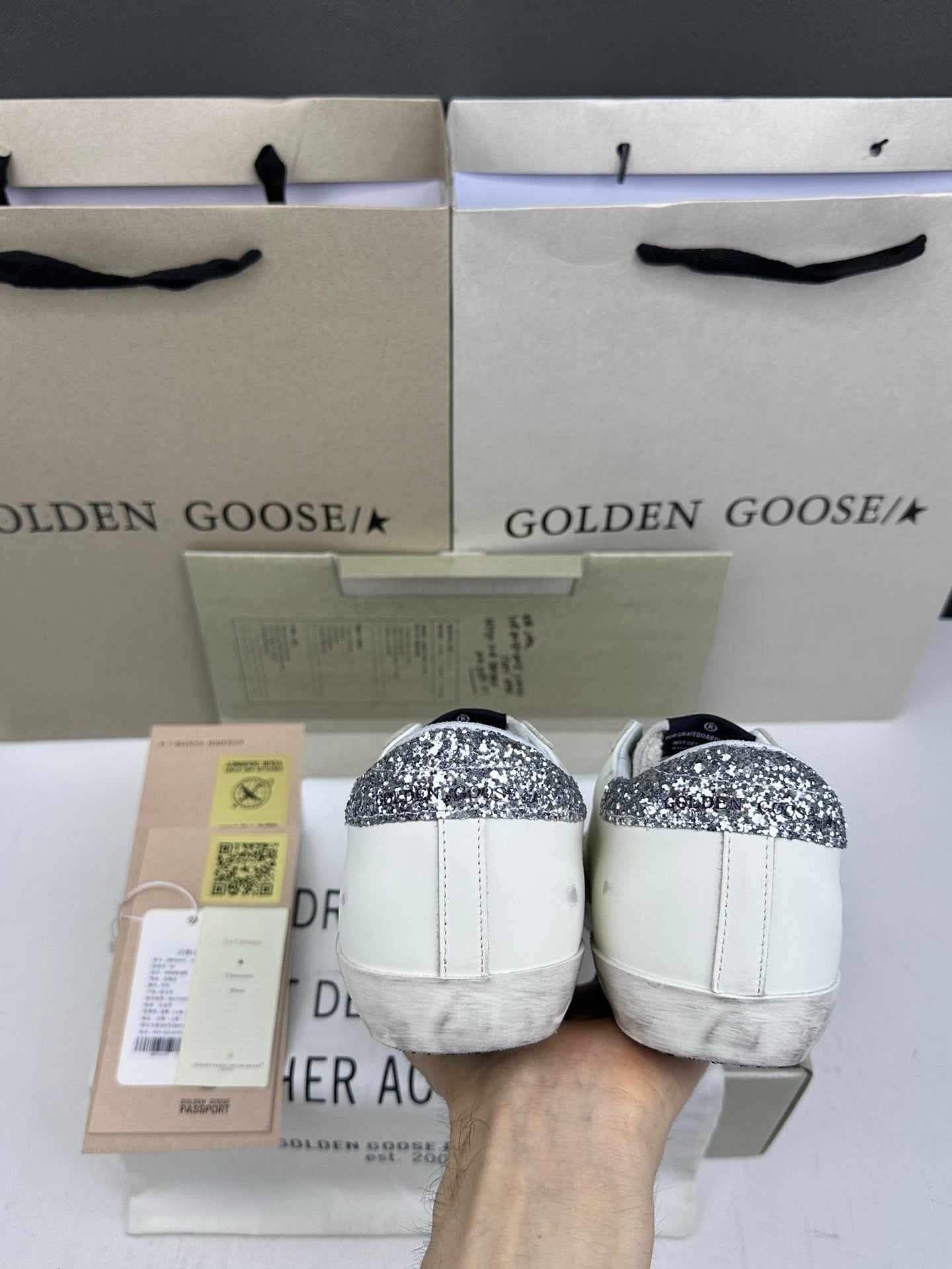 Golden Goose Super-Star 'Rainbow Star/Silver Glitter Heel Tab'