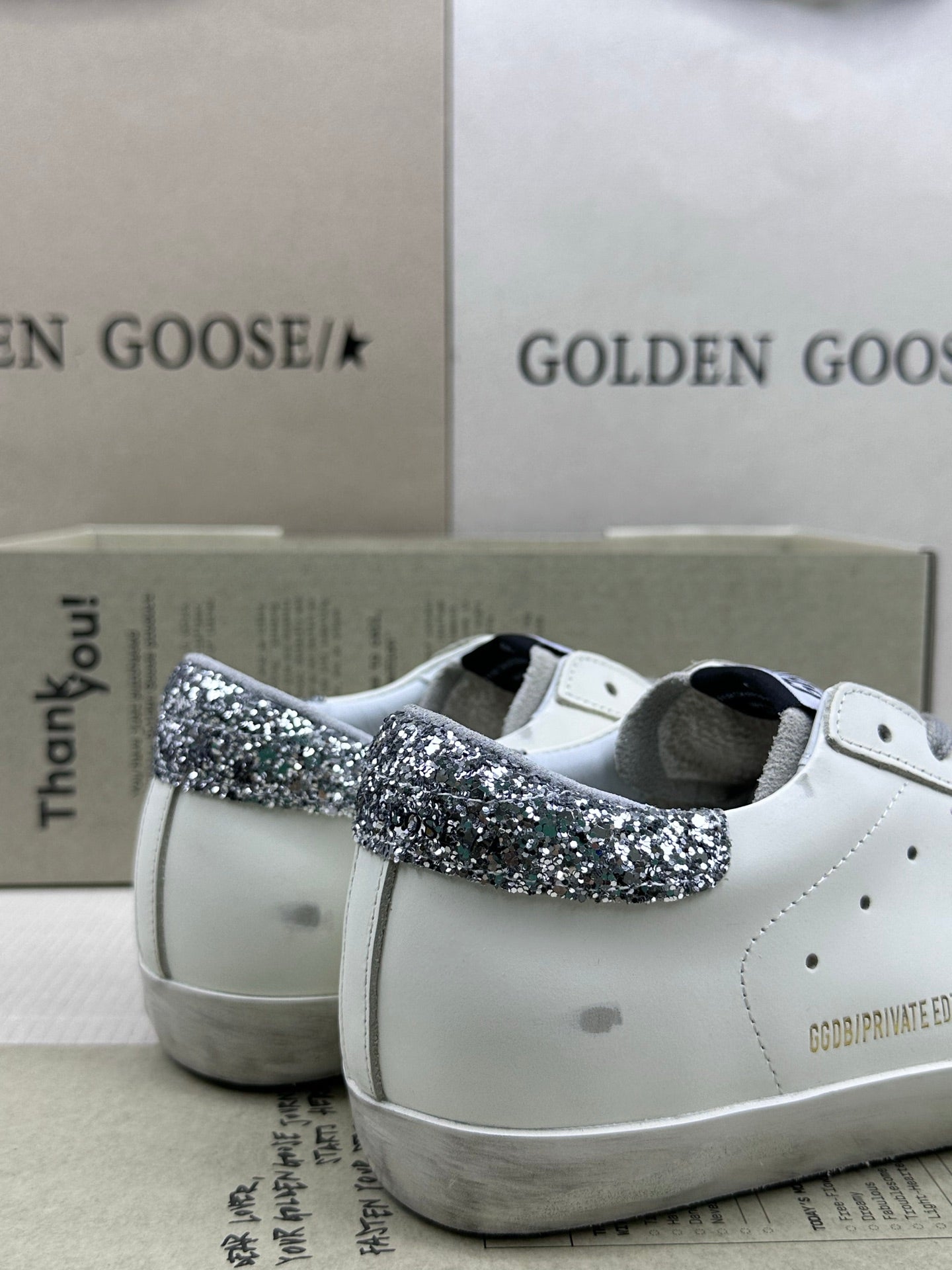 Golden Goose Super-Star 'Rainbow Star/Silver Glitter Heel Tab'